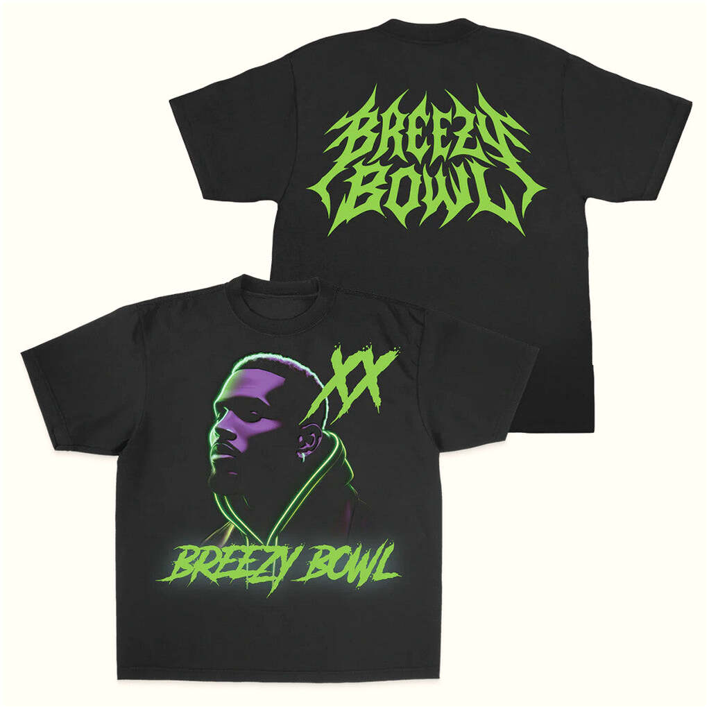 Chris Brown Merch Breezy Bowl Xx Neon Lights SS T-Shirt Gifts For Music Lovers Gifts For BFF