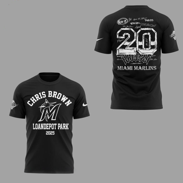 Chris Brown x Miami Marlins Loandepot Park 2025 T-Shirt Fan Merch Gifts For Him