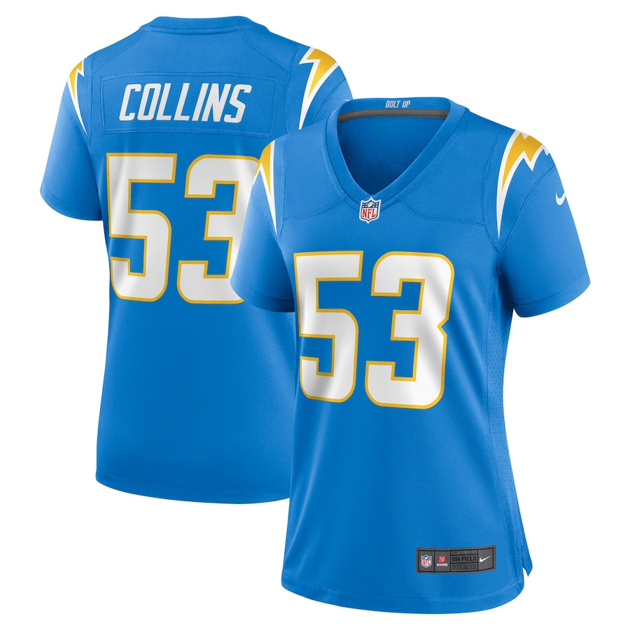Chris Collins 53 Los Angeles Chargers Women's Game Jersey - Powder Blue - JS422