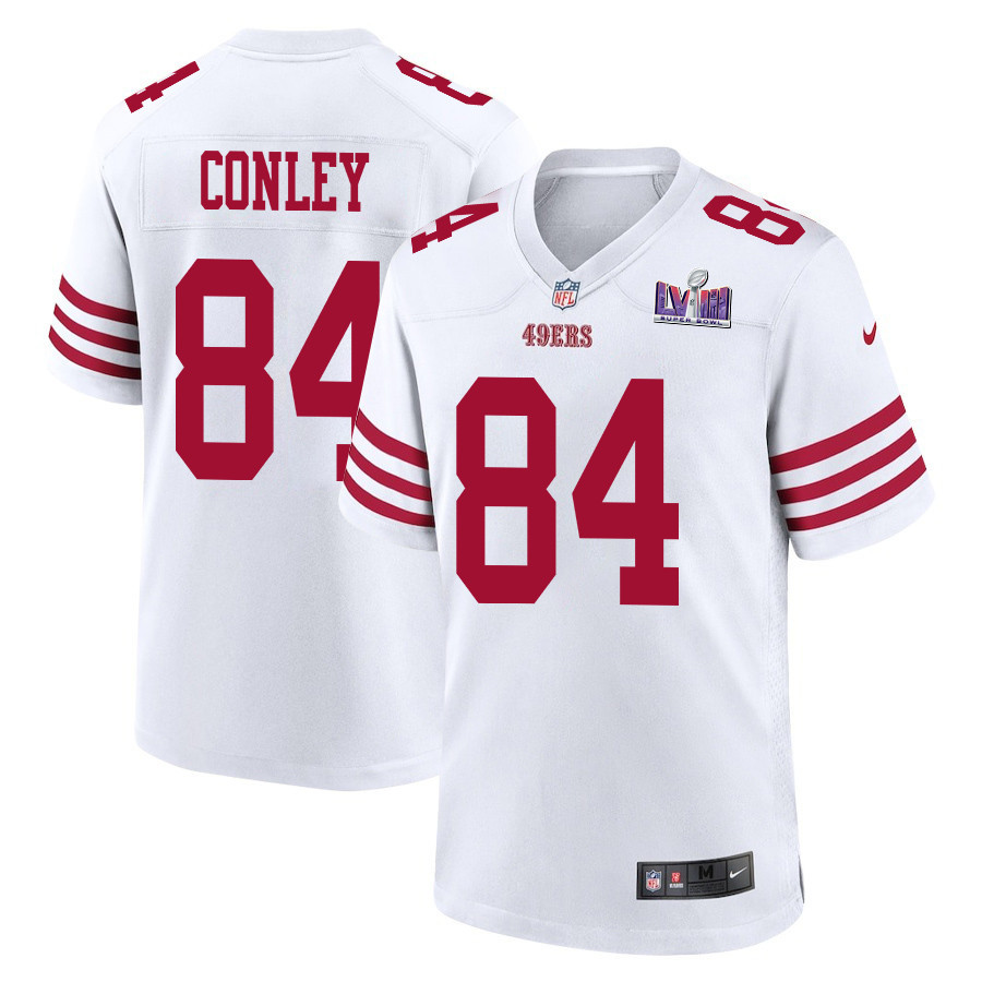 Chris Conley 84 San Francisco 49ers Super Bowl LVIII Patch Game Men Jersey - White - JSDV314