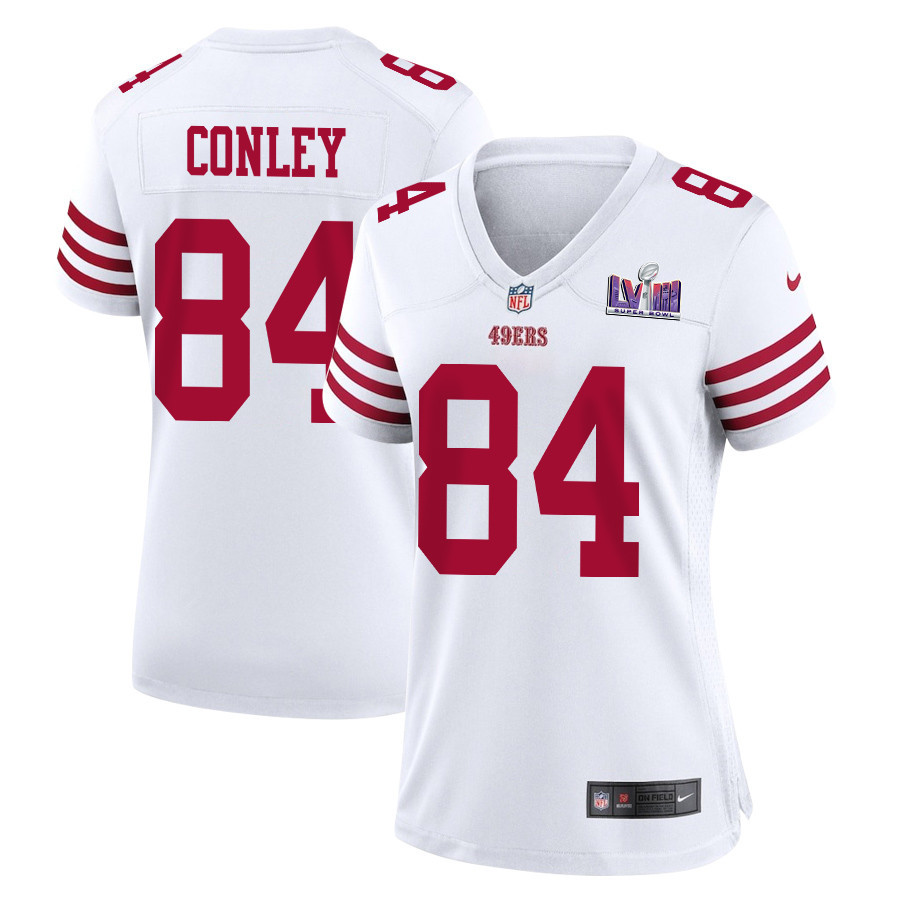 Chris Conley 84 San Francisco 49ers Super Bowl LVIII Patch Game Women Jersey - White - JSDV638