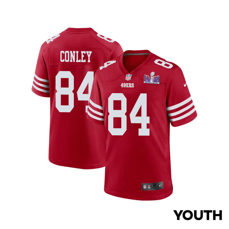 Chris Conley 84 San Francisco 49ers Super Bowl LVIII Patch Game YOUTH Jersey - Scarlet - JSDV325