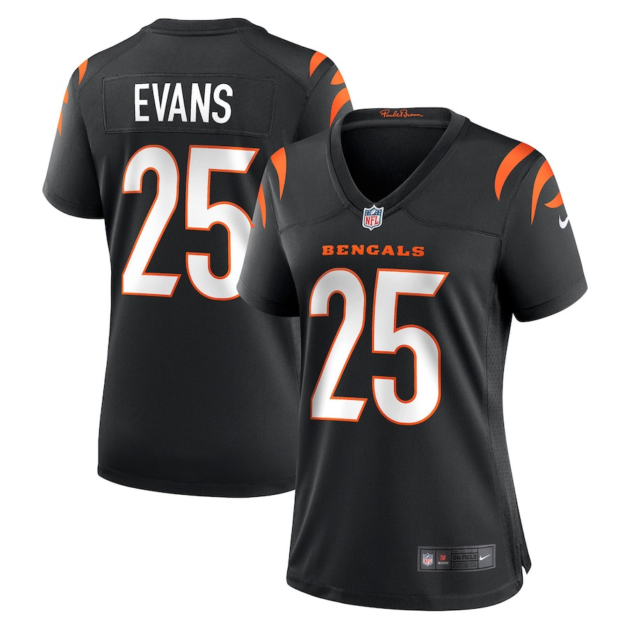 Chris Evans 25 Cincinnati Bengals Women Game Jersey - Black - JS646