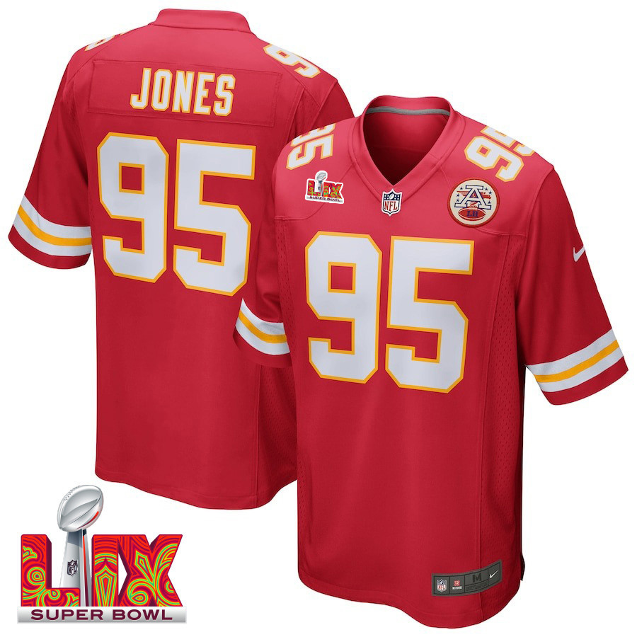 Chris Jones #95 Kansas City Chiefs Super Bowl LIX Jersey - Men's - Red - JS454