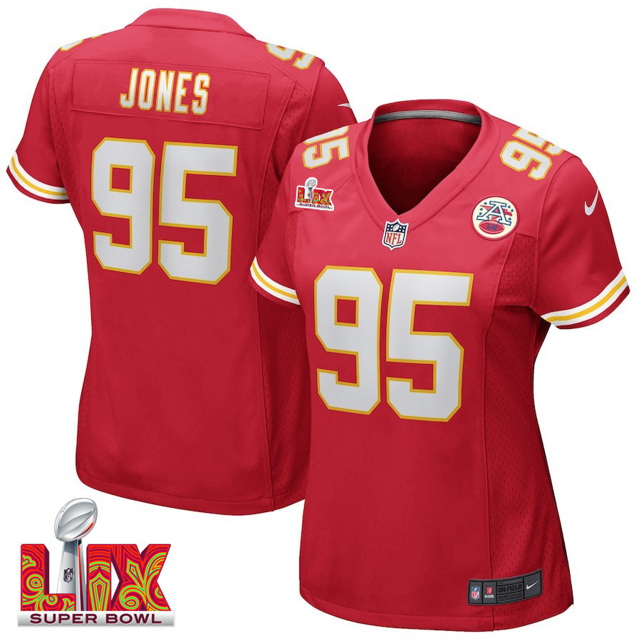 Chris Jones #95 Kansas City Chiefs Super Bowl LIX Women's Jersey - Red - JS689