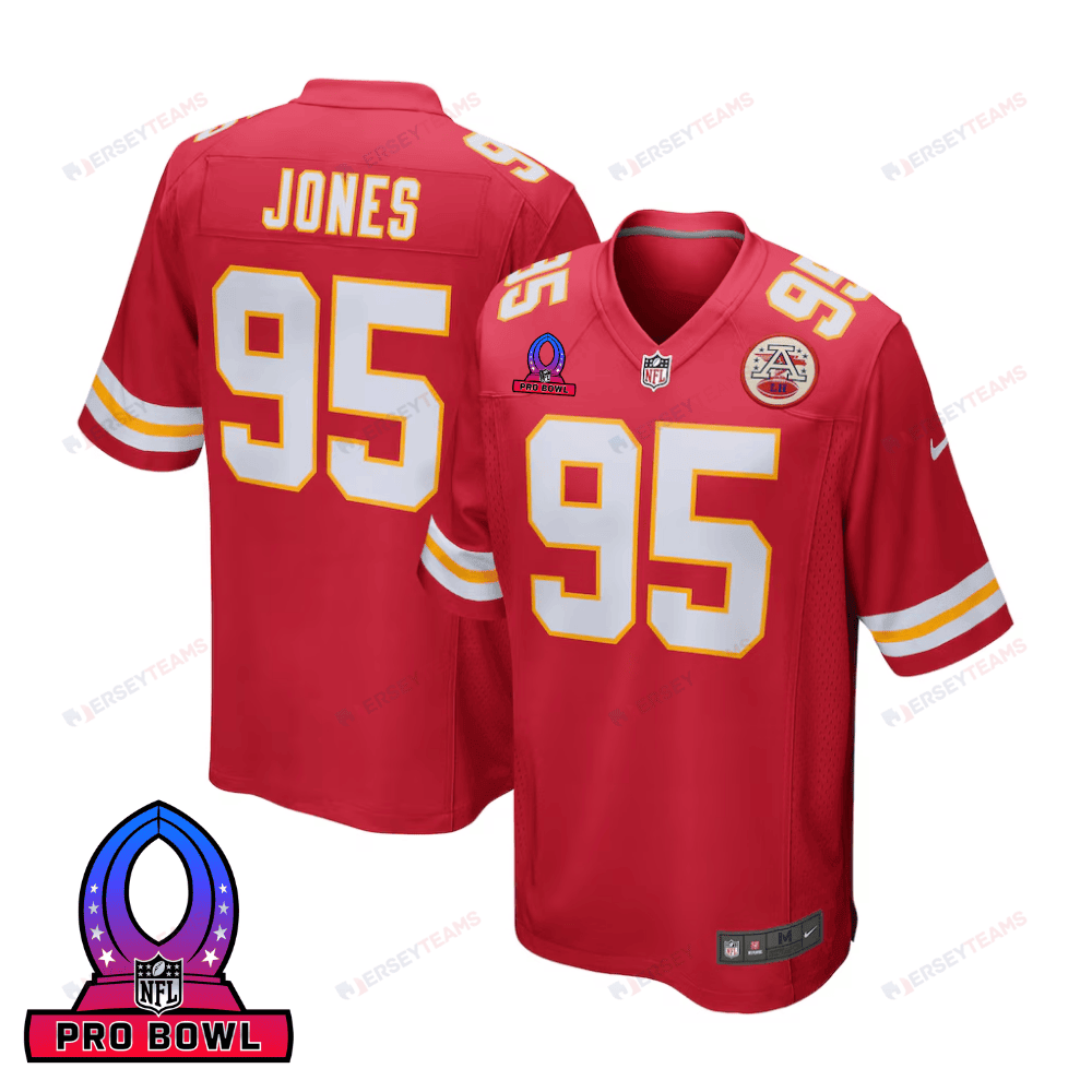 Chris Jones 95 Kansas City Chiefs 2025 Pro Bowl Patch Game Men Jersey - Red - JS629