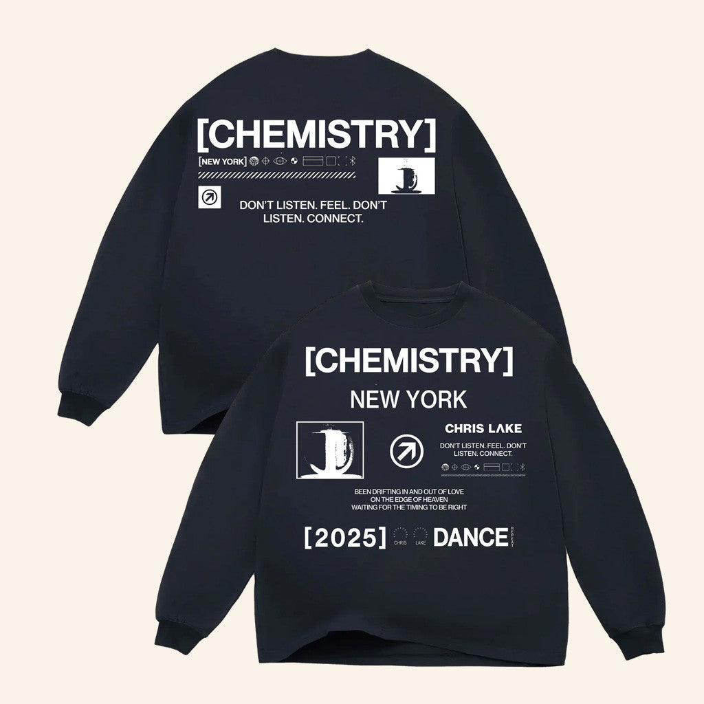 Chris Lake Merch New York Dance Long Sleeve Shirt Navy New York Chemistry Album Tour 2025 Apparel