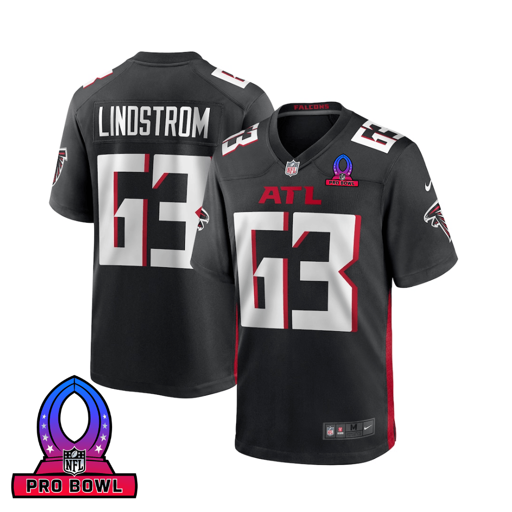 Chris Lindstrom 63 Atlanta Falcons 2025 Pro Bowl Patch Game Men Jersey - Black - JS349