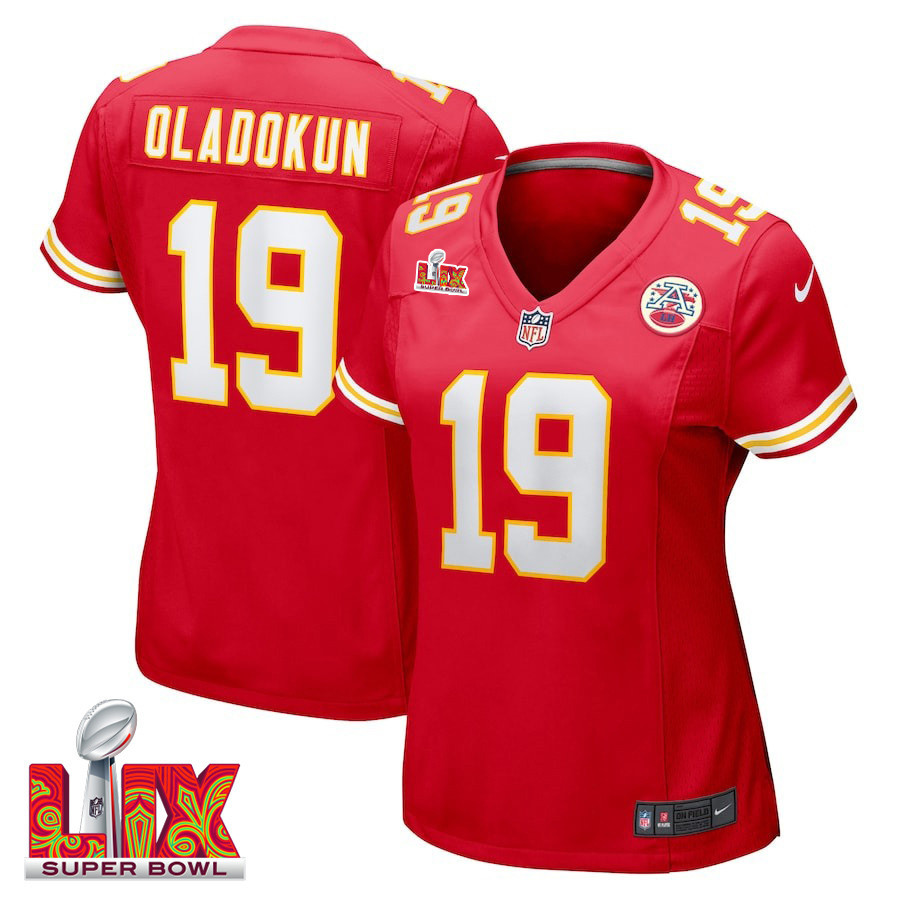 Chris Oladokun #19 Kansas City Chiefs Super Bowl LIX Women's Jersey - Red - JS861