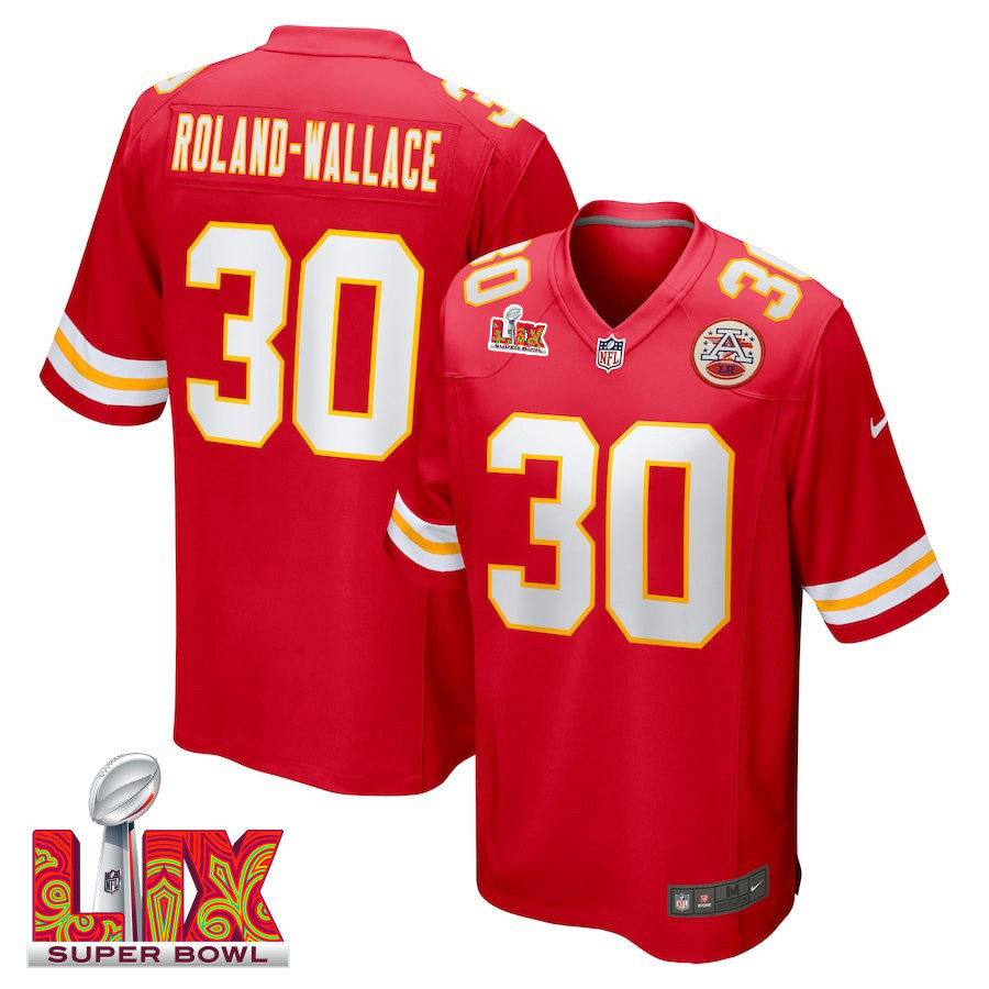 Chris Roland-Wallace #30 Kansas City Chiefs Super Bowl LIX Jersey - Men's - Red - JS365