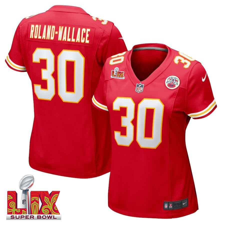 Chris Roland-Wallace #30 Kansas City Chiefs Super Bowl LIX Women's Jersey - Red - JS772