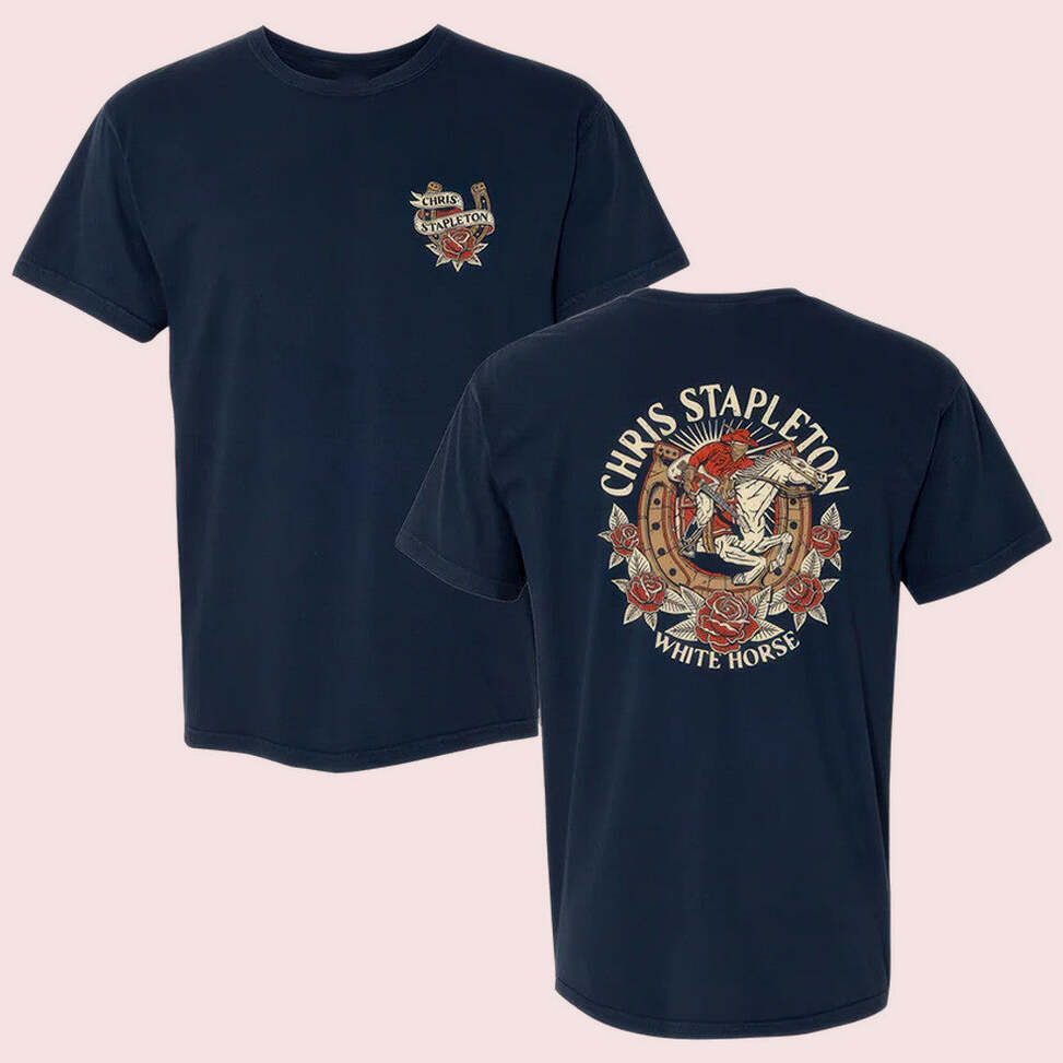 Chris Stapleton Merch White Horse Rose T-Shirt Gift Ideas For Him Birthday Gifts For Besties