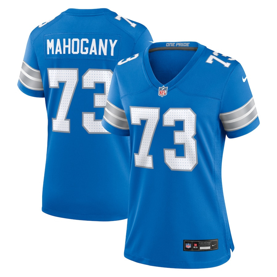 Christian Mahogany 73 Detroit Lions Women Team Game Jersey - Blue - JSDV762