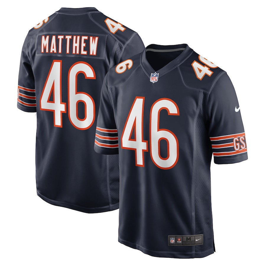 Christian Matthew 46 Chicago Bears Game Men Jersey - Navy - JSDV846