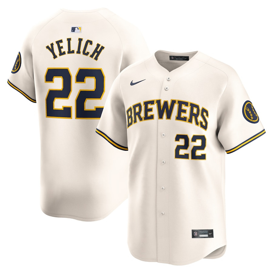 Christian Yelich 22 Milwaukee Brewers Home Limited YOUTH Jersey - Cream - JS357