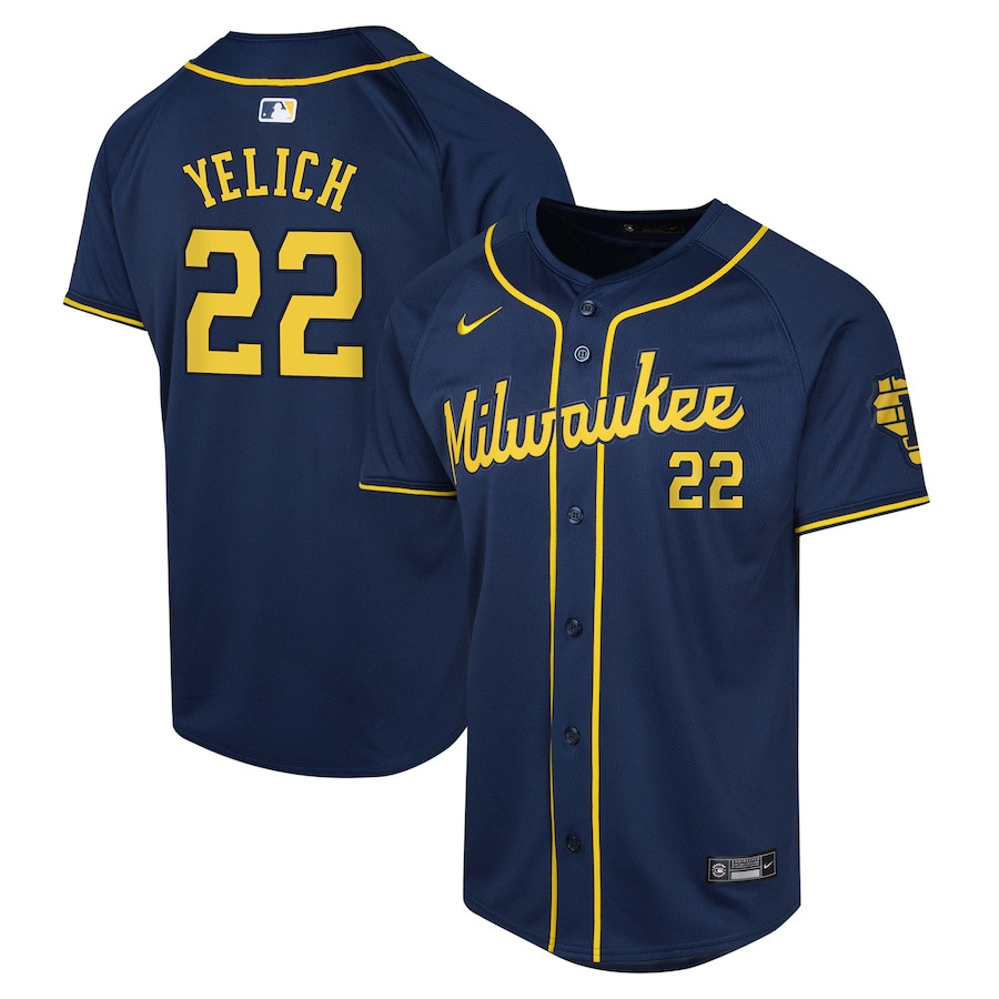 Christian Yelich Milwaukee 22 Brewers Alternate Limited YOUTH Jersey - Navy - JS648