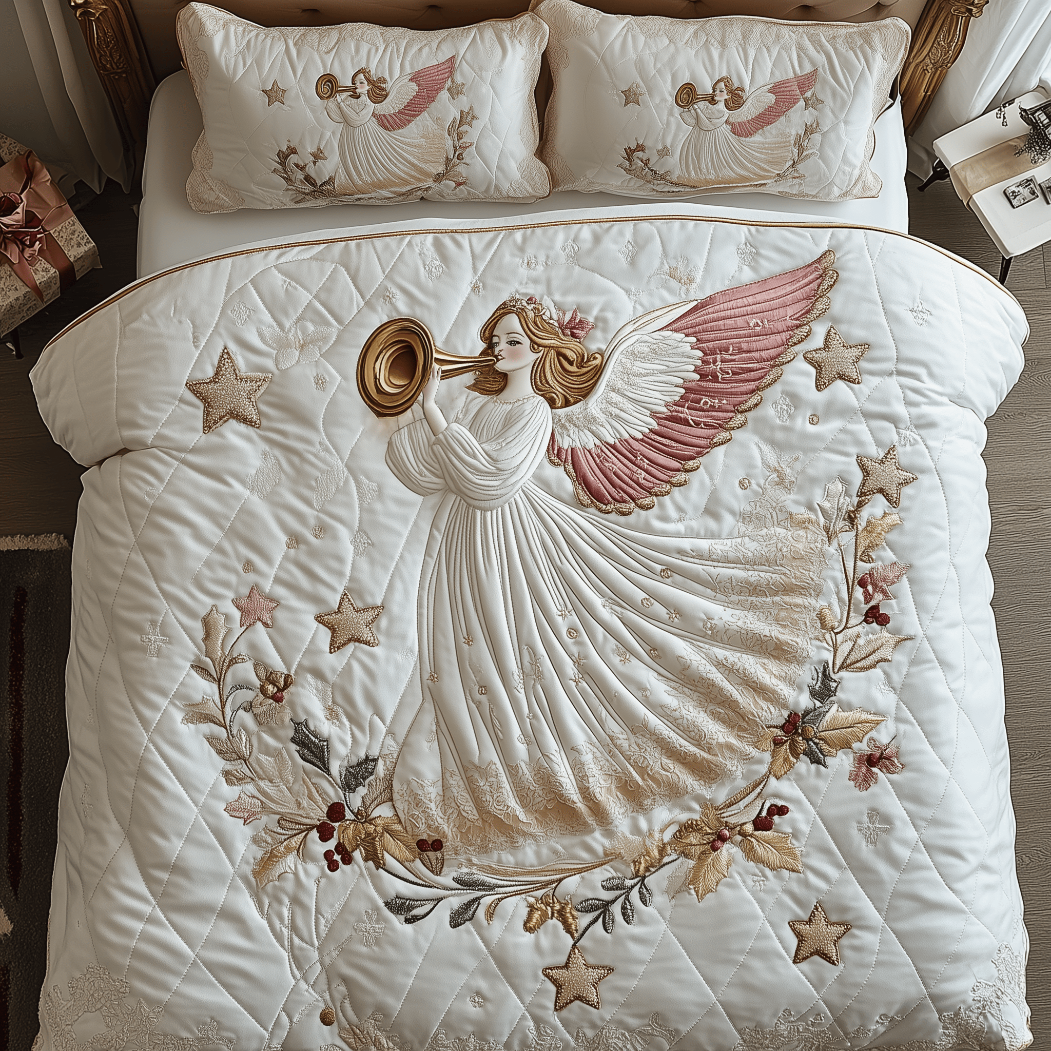 Christmas Angel Quilted Bedding Set  Stay warm this winter Mother In Law Christmas Gift