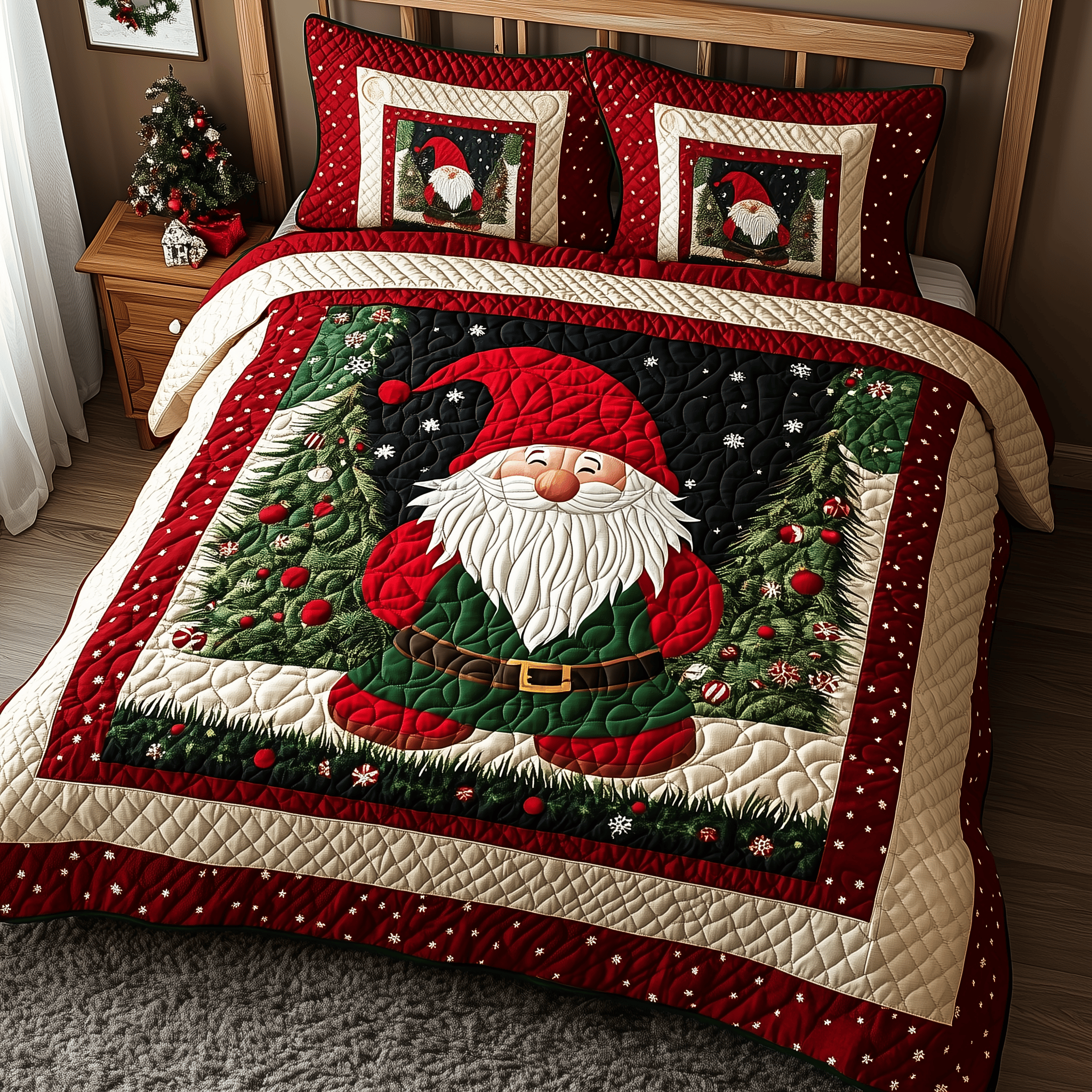 Christmas Gnome Quilted Bedding Set  Stay warm this winter Secret Santa Gifts