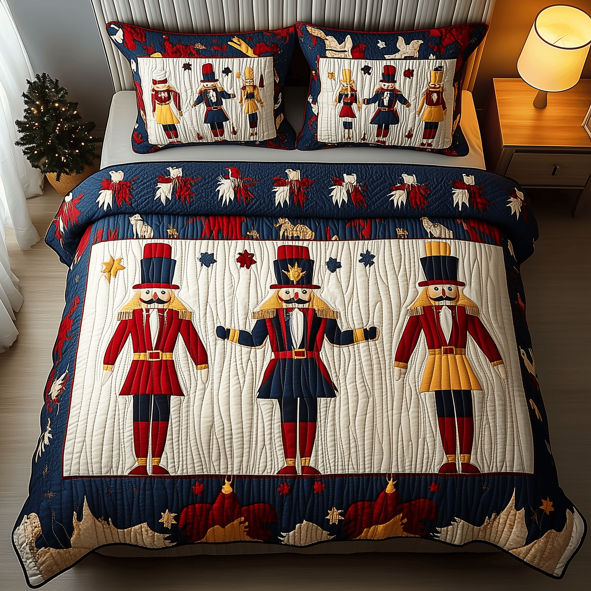 Christmas Nutcracker Quilted Bedding Set  Stay warm this winter Christmas Gift Idea