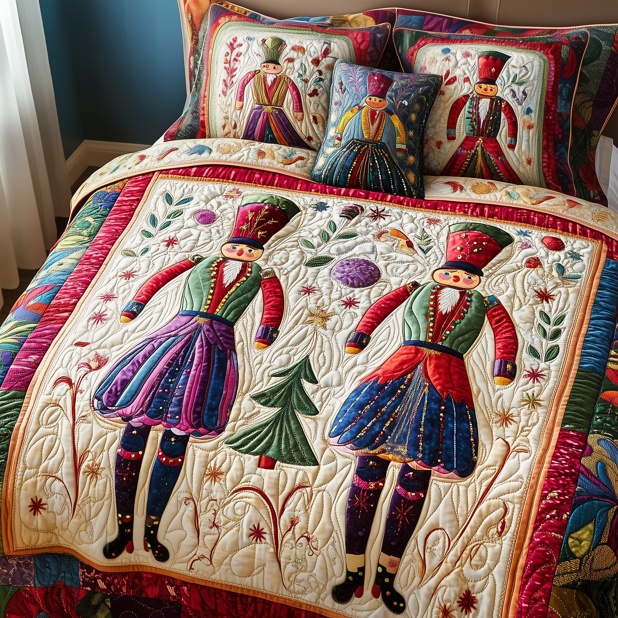 Christmas Nutcracker Quilted Bedding Set  Stay warm this winter Christmas Presents For Girlfriend