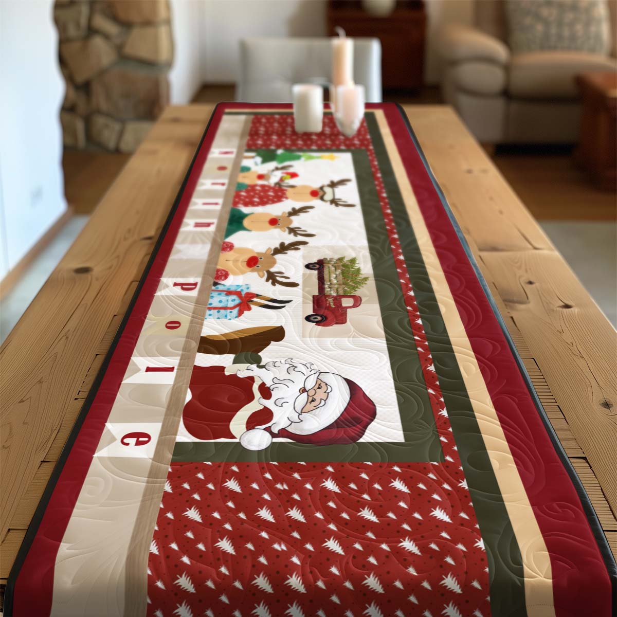 Christmas Quilted Table Runner Holiday Christmas Kitchen Indoor Decorations Gifts For Family