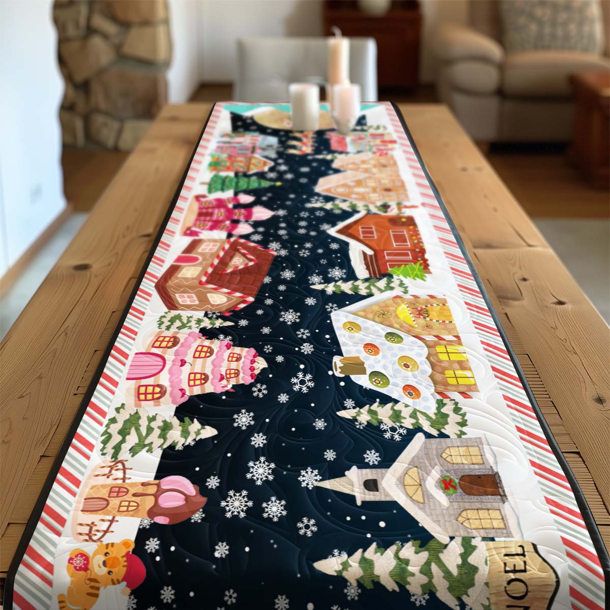 Christmas Quilted Table Runner Holiday Christmas Table Indoor Home Decorations Presents