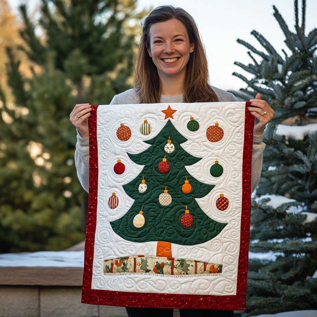 Christmas Tree Ornaments Quilted Table Runner Holiday Christmas Home Indoor Decorations Awesome Gifts 2025