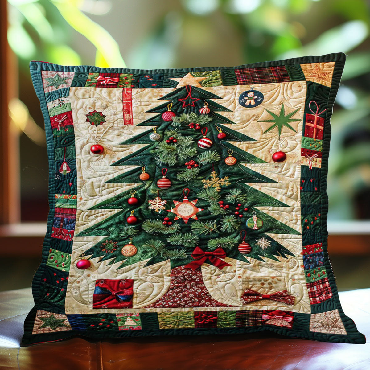 Christmas Tree Quilt Pillow Case Cute Christmas Holiday Pillow Covers Geat Xmas Gift Ideas