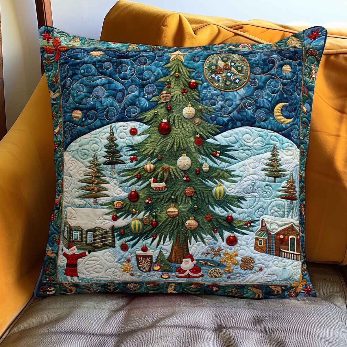 Christmas Tree Quilt Pillow Case Home Merry Holiday Decorative Square Sofa Pillow Covers