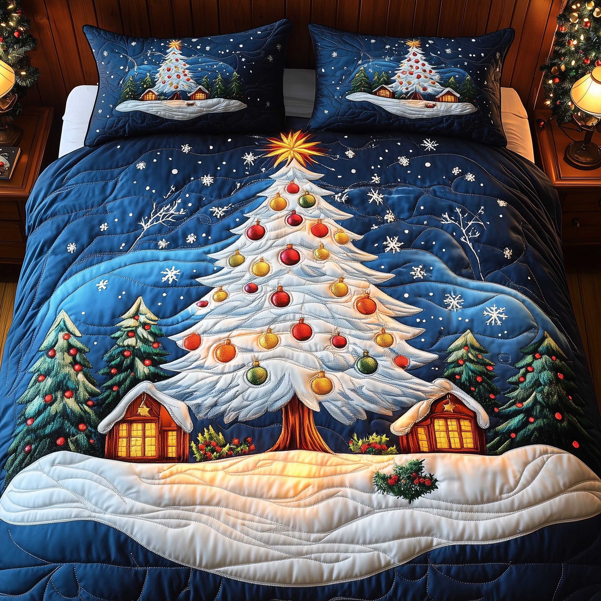 Christmas Tree Quilted Bedding Set  Stay warm this winter Best Christmas Gifts For Mom