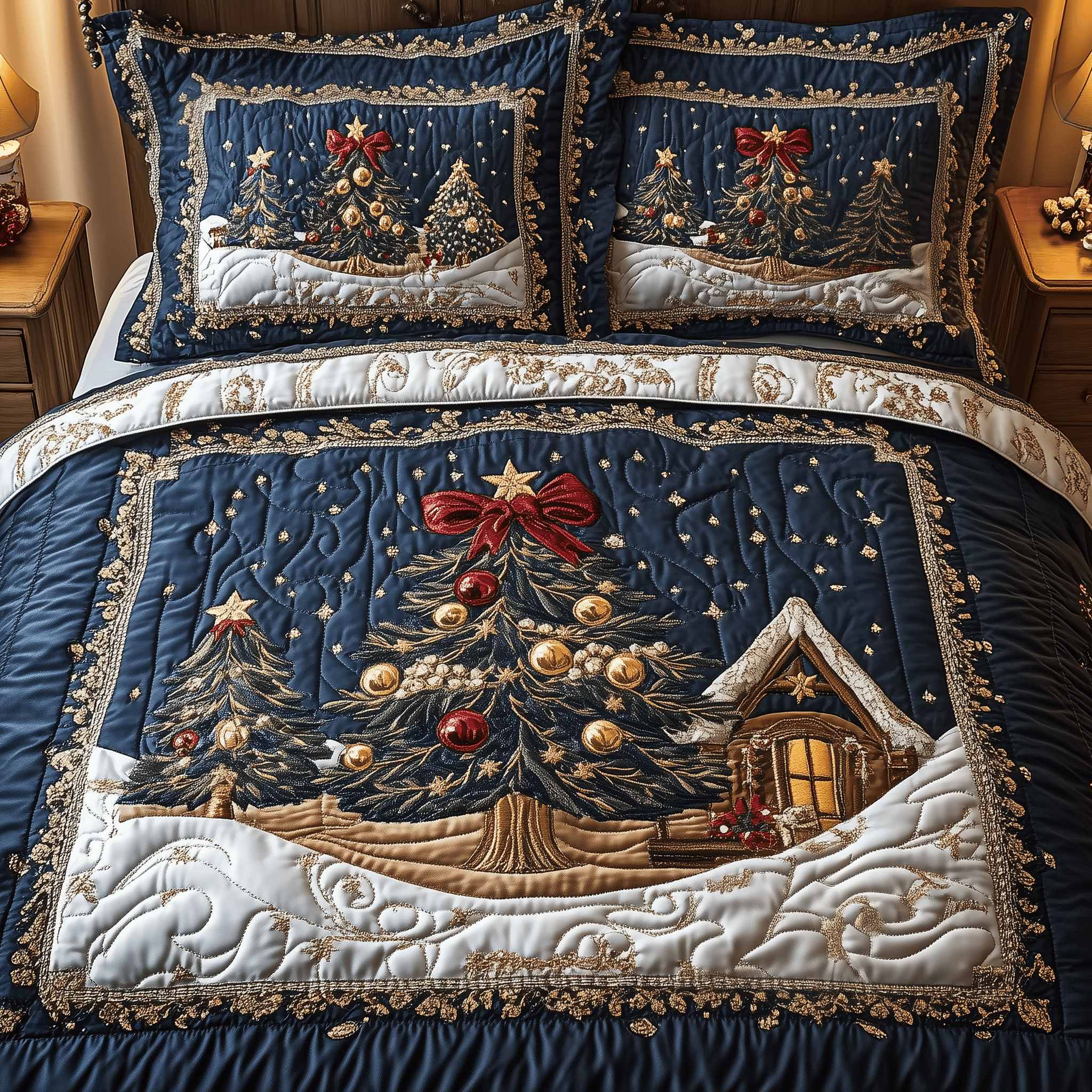 Christmas Tree Quilted Bedding Set  Stay warm this winter Christmas Presents For Wife