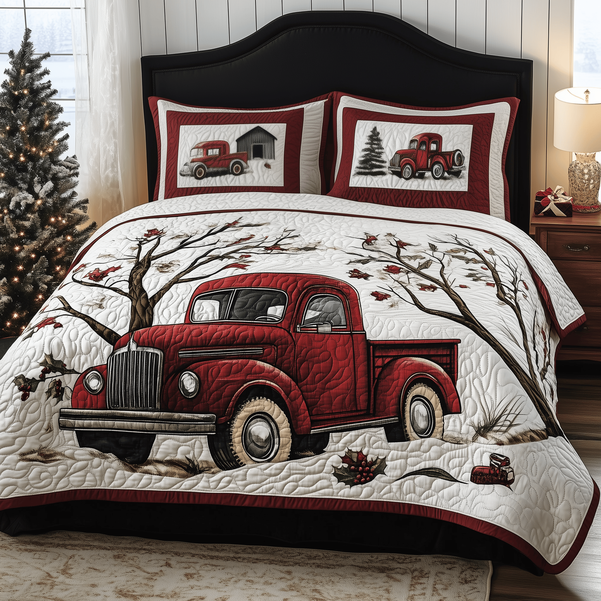 Christmas Truck Quilted Bedding Set  Stay warm this winter Funny Christmas Gifts