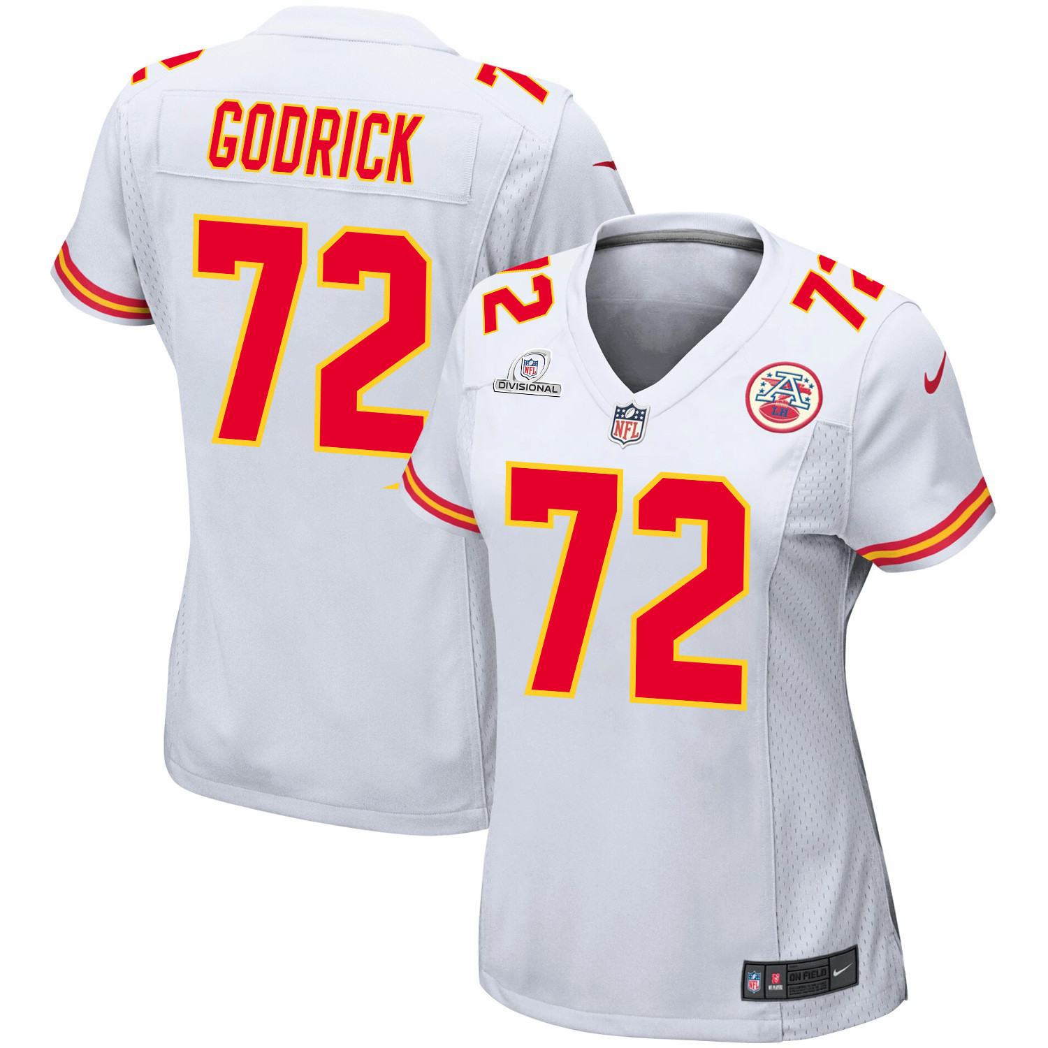 Chukwuebuka Godrick 72 Kansas City Chiefs Super Bowl LVIII Patch Game Women Jersey - White - JSDV615