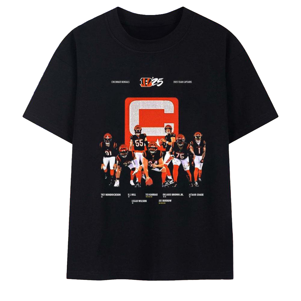 Cincinnati Bengals 2025 Team Captains T-Shirt Cincinnati Bengals Merch Best Football Gifts
