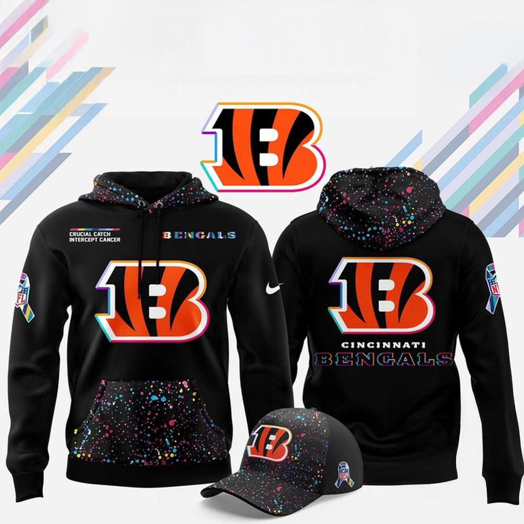 Cincinnati Bengals NFL Crucial Catch 2025 Black Hoodie Cincinnati Bearcats Merch Gifts For Fans