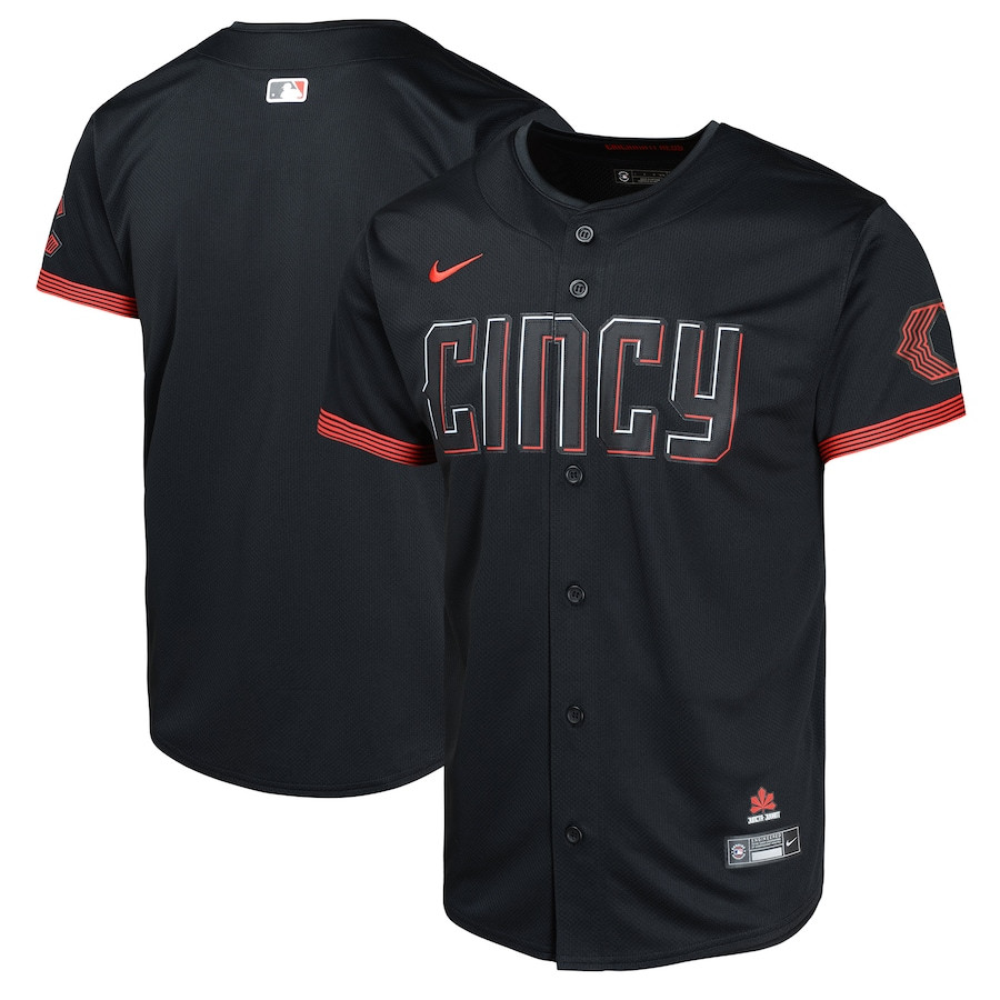 Cincinnati Reds City Connect Limited YOUTH Jersey - Black - JS163