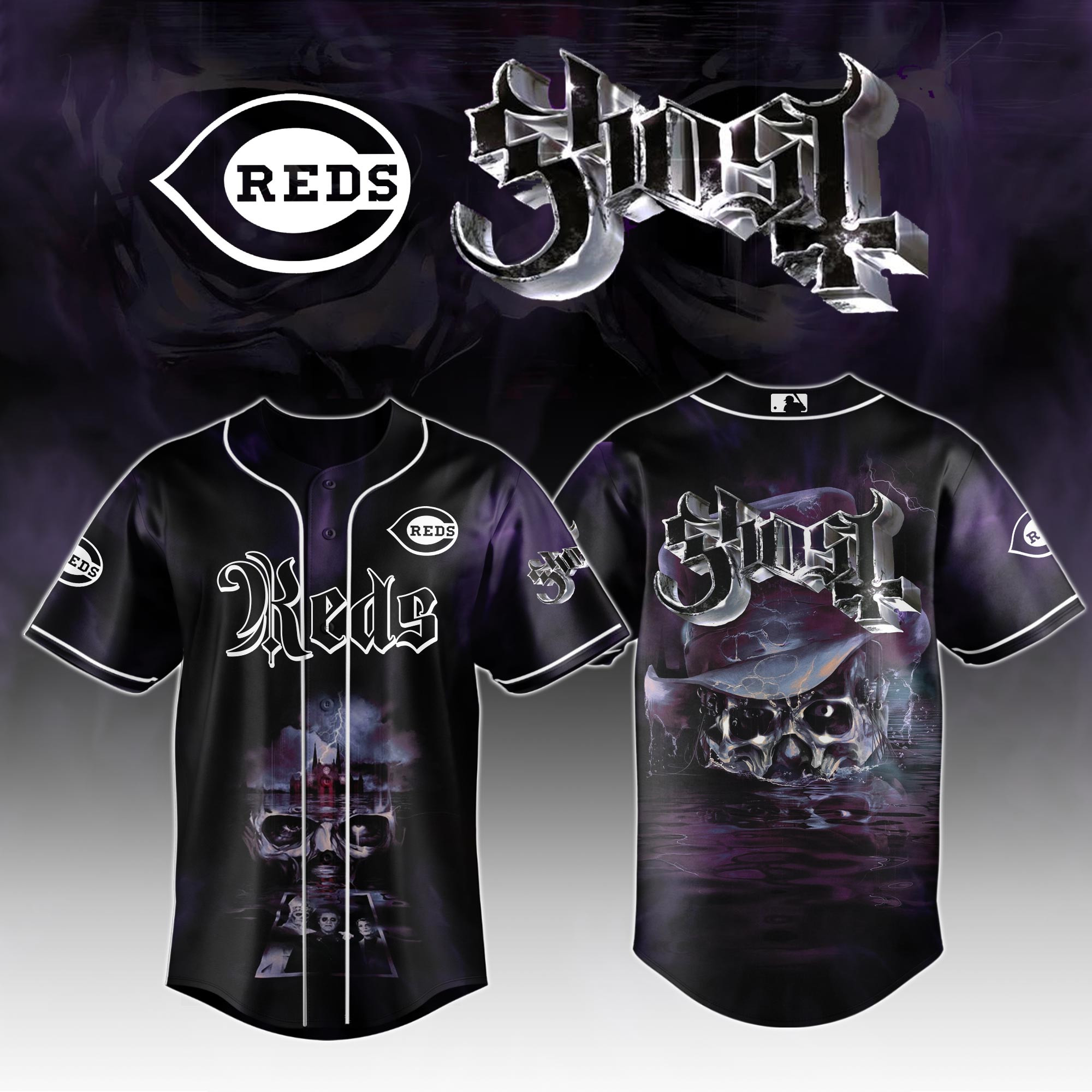 Cincinnati Reds Mlb X Ghost Skeletour World Tour Baseball Jersey For Fans