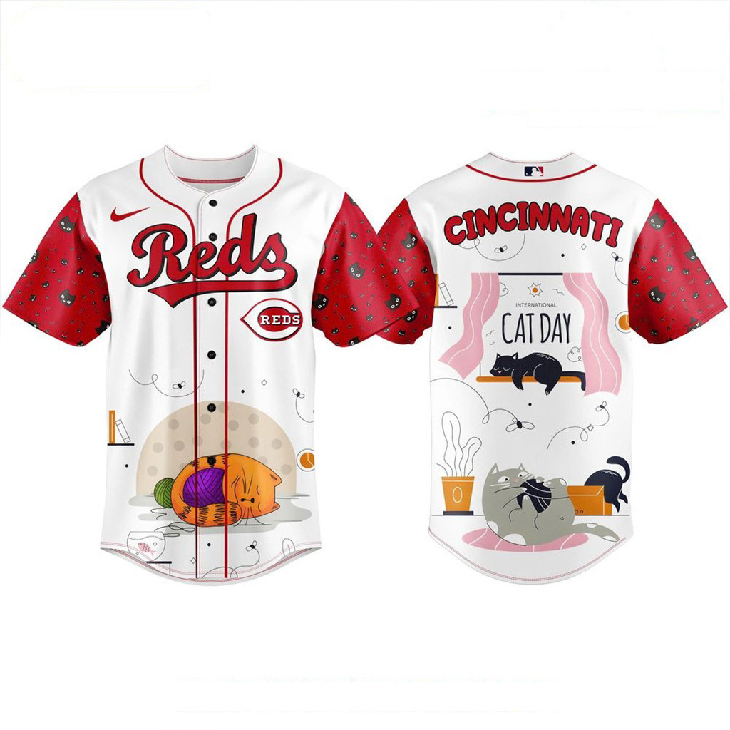 Cincinnati Reds MLB x International Cat Day Jersey 2025 Cincinnati Reds Merch For Fans