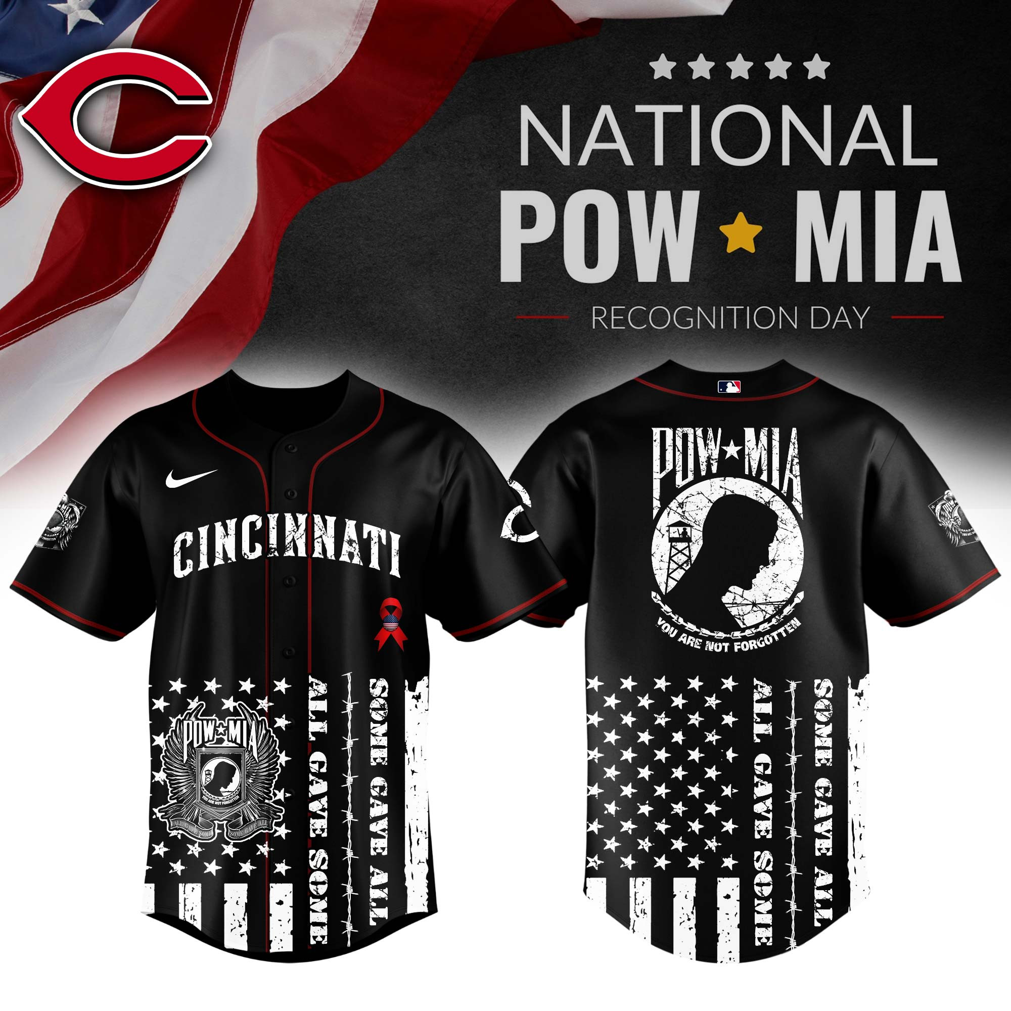 Cincinnati Reds Mlb X National Powmia Recognition Day Baseball Jersey For Fans