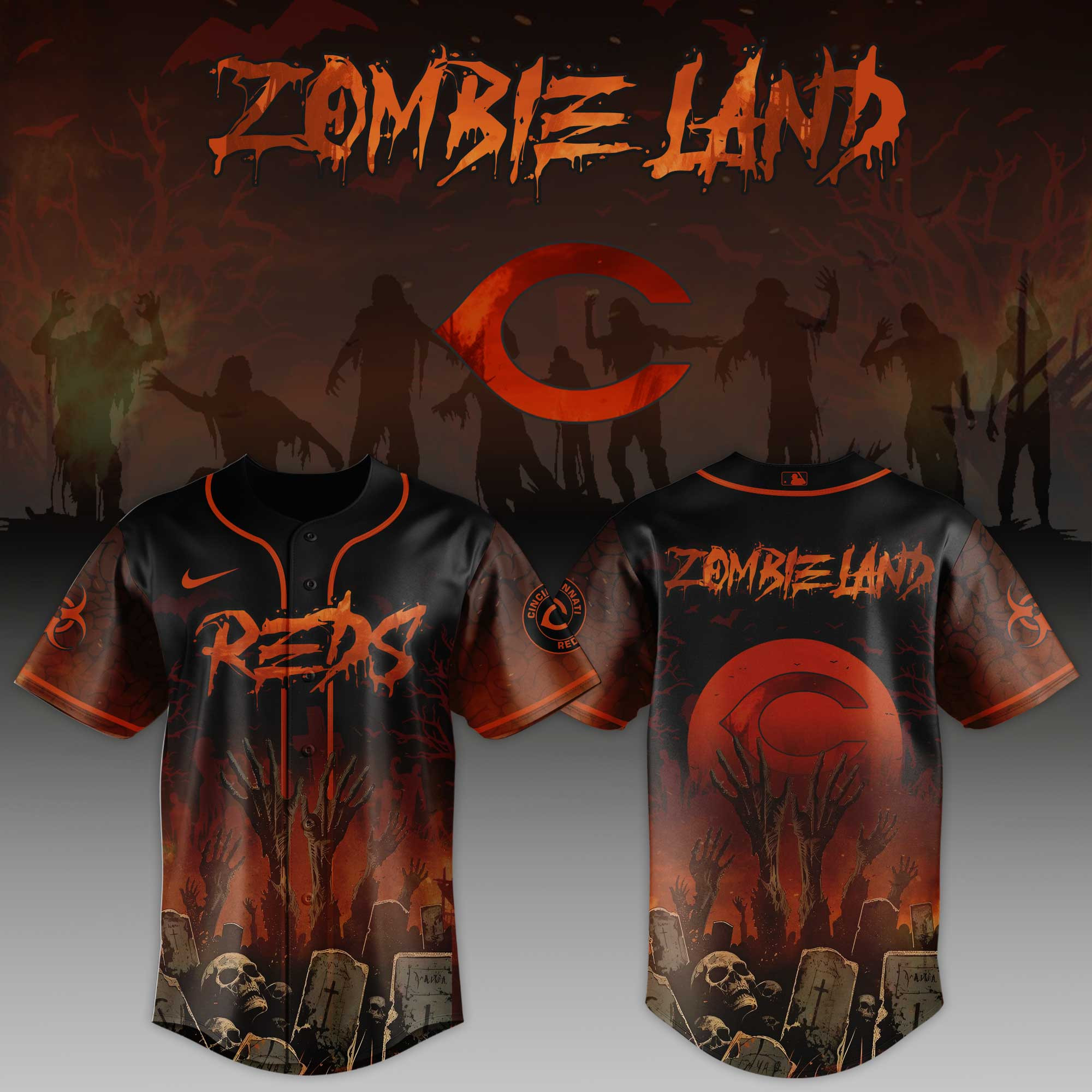 Cincinnati Reds Mlb X Zombie Land Baseball Jersey For Fans