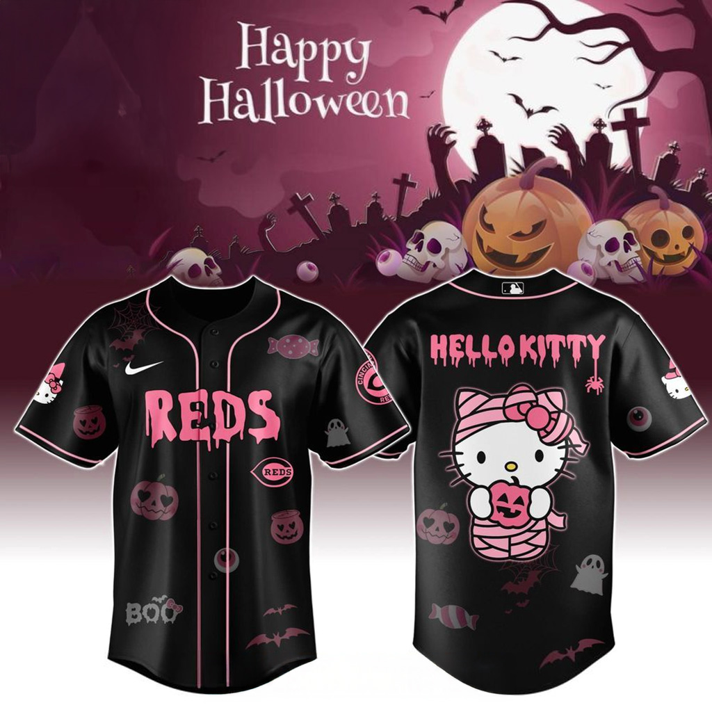 Cincinnati Reds X Hello Kitty Cosplay Halloween Jersey Cincinnati Reds Merch Gifts For Fans
