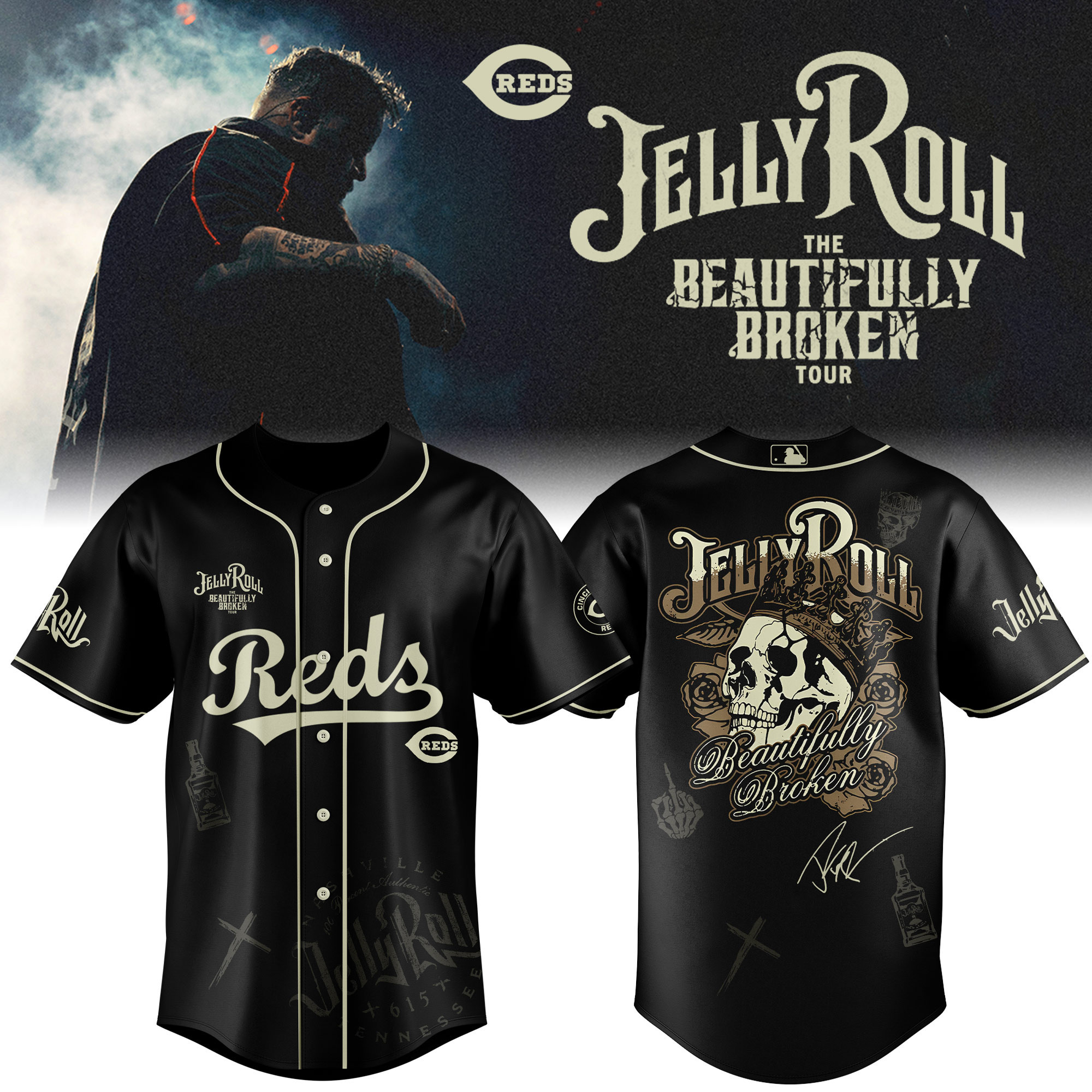 Cincinnati Reds X Jelly Roll Baseball Jersey 2025 Gift For Baseball Fans