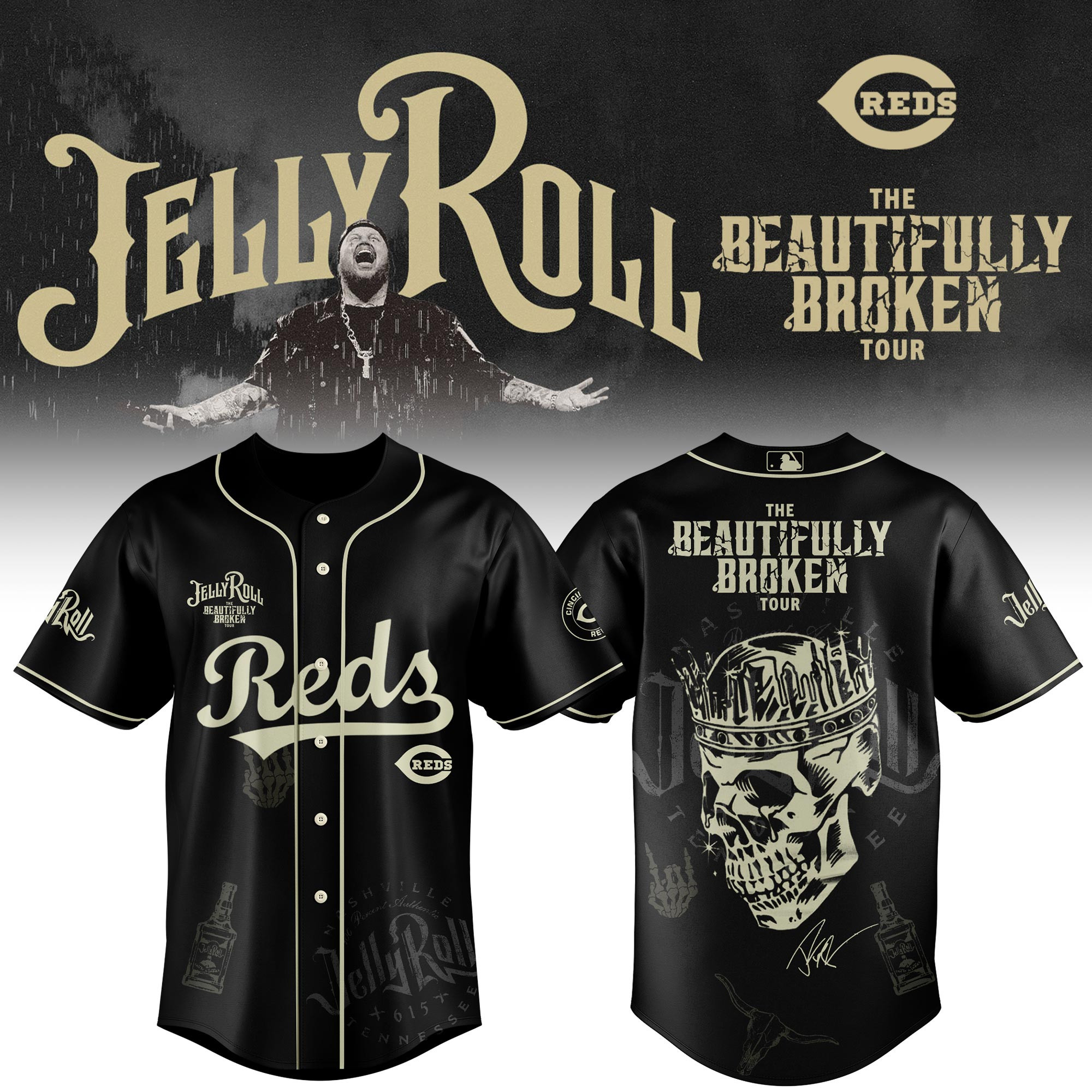 Cincinnati Reds X Jelly Roll Baseball Jersey 2025 Gift For Jelly Roll Fans