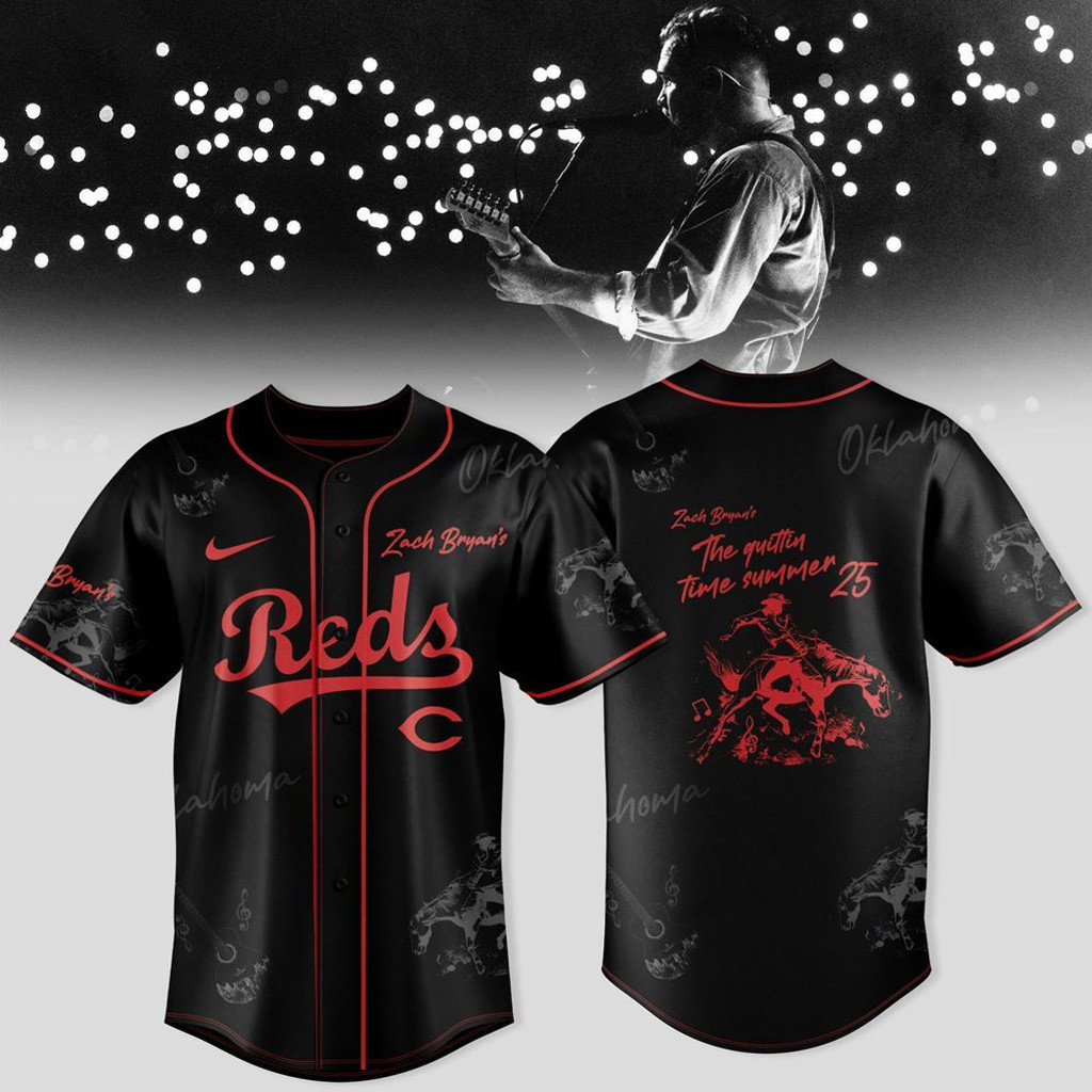 Cincinnati Reds X Zach Bryan The Quittin Time Tour 2025 Baseball Jersey Cincinnati Reds Merch