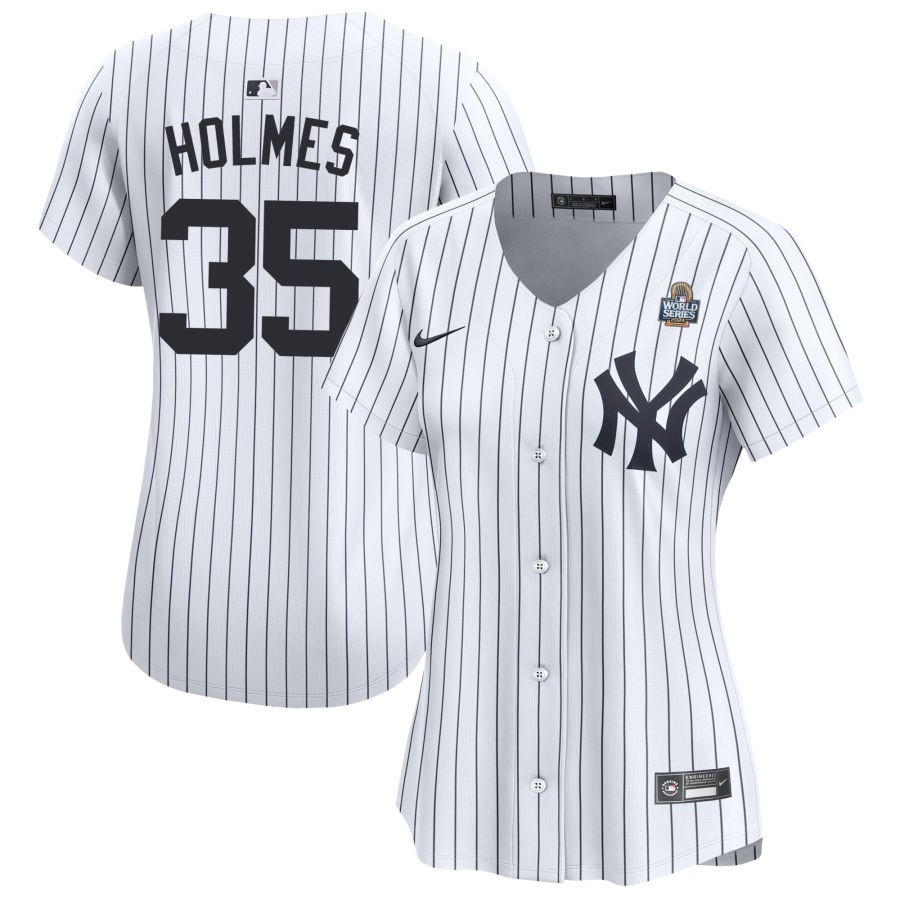 Clay Holmes 35 New York Yankees Women's 2024 World Series Home Limited Jersey - White - JS507