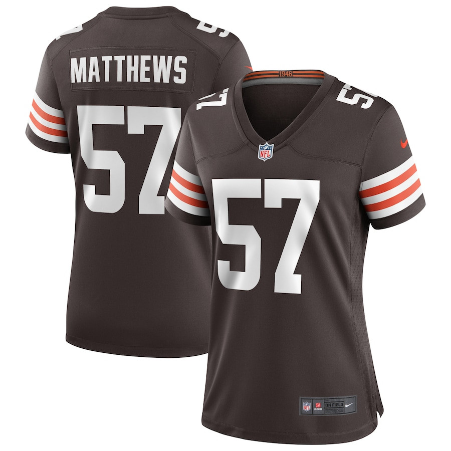 Clay Matthews 57 Cleveland Browns Women Game Retired Jersey - Brown - JS708