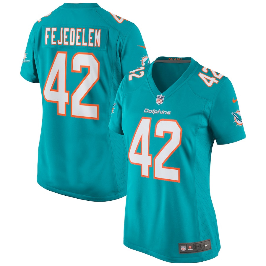 Clayton Fejedelem 42 Miami Dolphins Women Game Jersey - Aqua - JS538