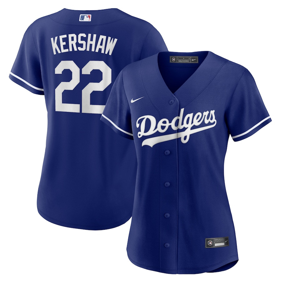 Clayton Kershaw 22 Los Angeles Dodgers Alternate Women Jersey - Royal - JS847