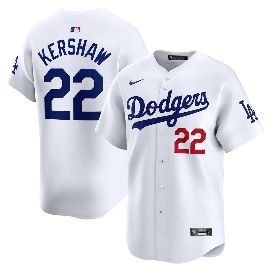 Clayton Kershaw 22 Los Angeles Dodgers Home Limited Player Men Jersey - White - JS705
