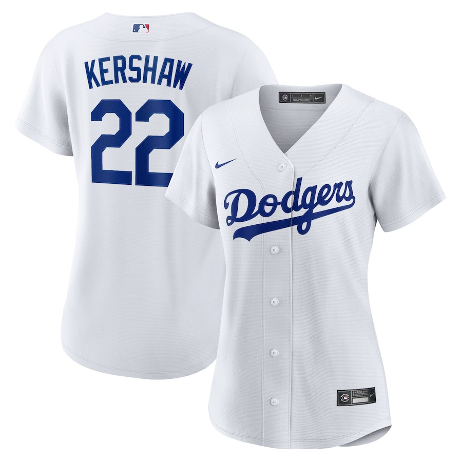 Clayton Kershaw 22 Los Angeles Dodgers Women Home Jersey - White - JS650